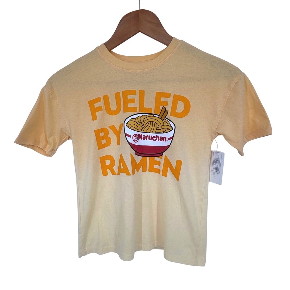 Maruchan Fueled By Ramen Graphic T-Shirt Kids Small 6/7 Yellow Dip Dye Tee